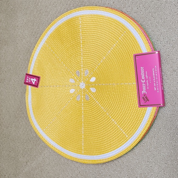 NWT ❗️ set of 4 Juice couture placemats  bright yellow pink orange green fruits - Picture 2 of 13